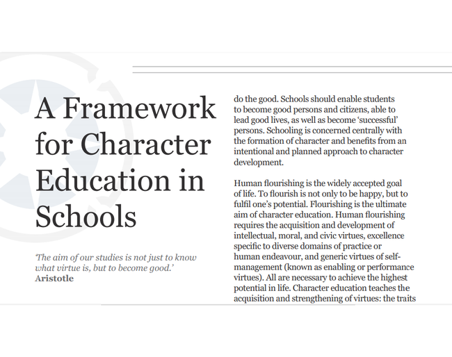 A Framework for Character Education in Schools