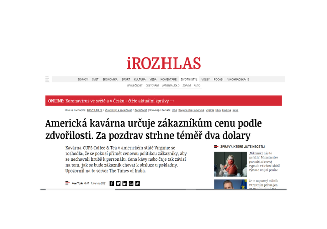 Zákazníci kavárny platí podle zdvořilosti